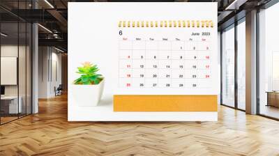 The June 2023 Monthly desk calendar for 2023 year isolated on white background. Wall mural