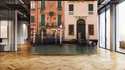 Charming architectural detail of buildings by the grand canal in Venice, Italy Wall mural