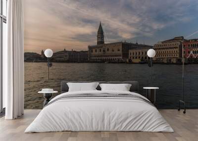 Sunset in Venice, Italy over the Giudecca canal with view of the Doge's Palace Wall mural