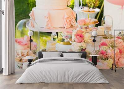 Sweets desserts spring summer theme table at event Wall mural