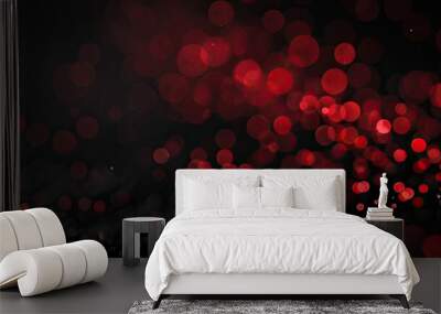 red bokeh blur effect on black background Wall mural