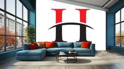 h letter icon Abstract horizon logo design Wall mural