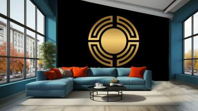 logo design Circular Gold Initial G, Monogram GG with Asian Greek pattern for Global Gold Company Wall mural