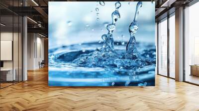 Close-up of water droplets splashing in nature. Wall mural