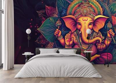 Ganesh Chaturthi indian god worship art representation Wall mural