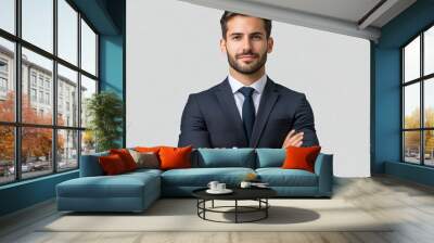 Portrait of a smiling businessman, a professional and confident man in suit, isolated on transparent background Wall mural