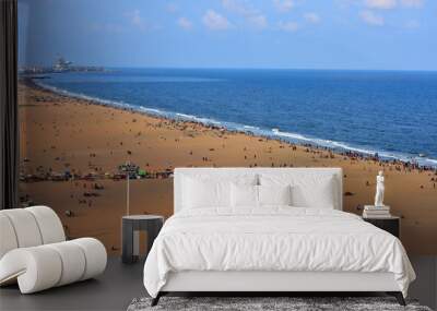 Chennai, Tamilnadu, India: January 26, 2019 - View of Marina beach from lighthouse Chennai Wall mural