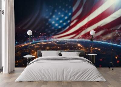 America connected to the world through the World Wide Web, WWW. Technology Wall mural