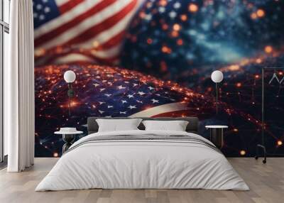 America connected to the world through world through the World Wide Web. Technology Wall mural