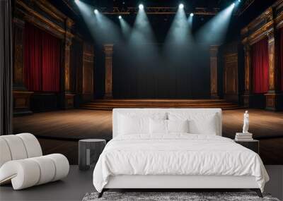 Empty stage with white spotlights. Wall mural