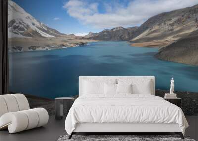 Beautiful shot of Tilicho lake in Khangsar, Nepal Wall mural