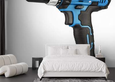 Blue and black Cordless Power Drill, Rechargeable Electric Screwdriver isolated on a transparent background. Wall mural