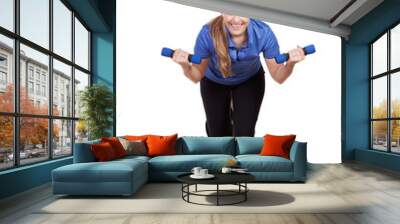 Young woman during step workout Wall mural