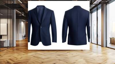 Front and back view of two navy blue blazers on white background Wall mural