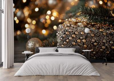 New Year's Eve dress sparkling with gold accessories in a festive setting Wall mural