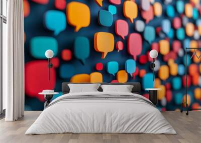 close-up of A colorful collection of speech bubble with various shapes and sizes Wall mural