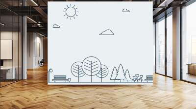 Flat Line design graphic image concept of Urban Landscape. Vector Illustration Wall mural