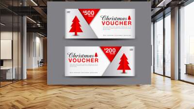 Christmas Voucher template layout, business flyer design, coupon, ticket, Discount card, promotion, marketing, banner vector illustration Wall mural