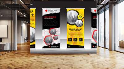 roll up banner stand design, vector illustration, polygon background Wall mural