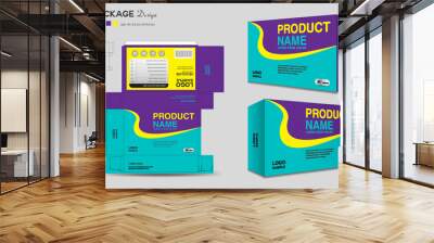 Supplements and Cosmetic box design, Package design template, box outline, Box Packaging, Label design, healthcare label, packaging design creative idea vector, realistic mock-up Wall mural