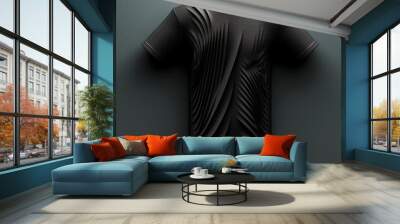 3d illustration of black t-shirt shape Wall mural