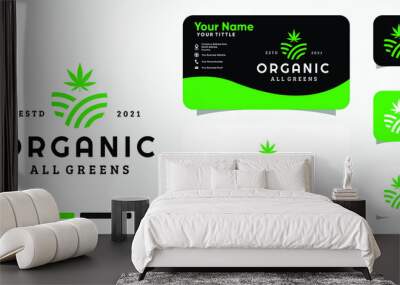 Organic agriculture cannabis logo and business card design vector template Wall mural