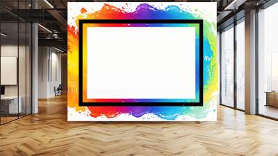 colorful paint splashes with frame for text Wall mural