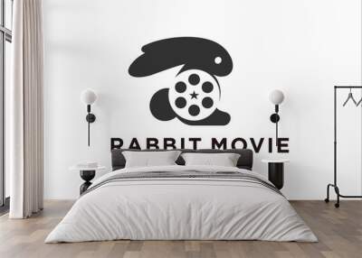 creative logo rabbit movie symbol design Wall mural