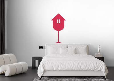 wine for home logo template design. symbol illustration. Wall mural