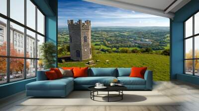 Watch tower looking over Cwmbran in south wales. known as the folly tower Wall mural