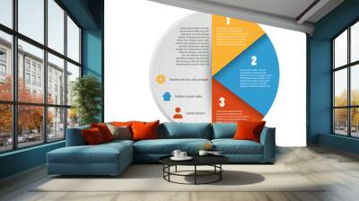 Circle Vector Infographic Template with three steps and color icons Wall mural