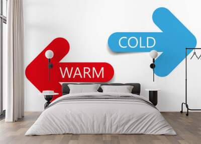 Warm and cold arrows with shadow on white background Wall mural