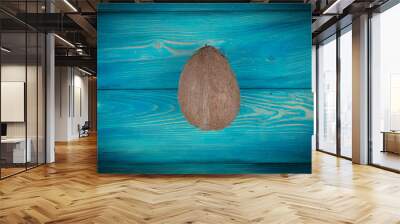 Coconut on the blue wood background Wall mural