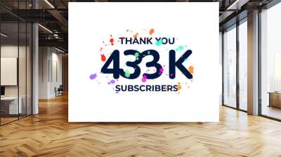 THANK YOU 433K FOLLOWERS CELEBRATION TEMPLATE DESIGN  VECTOR GOOD FOR SOCIAL MEDIA, CARD , POSTER Wall mural