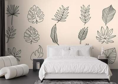 set of vector tropical leaves line art logo vector symbol illustration design Wall mural