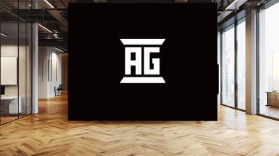 AG logo initial letter monogram with pillar shape design template isolated in black background Wall mural