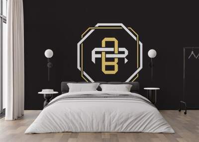 BR Initial letter overlapping interlock logo monogram line art style Wall mural