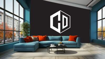 CO Logo monogram hexagon with black background negative space style Wall mural