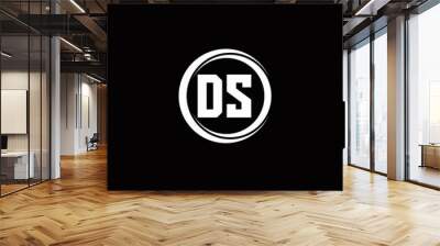 DS logo initial letter monogram with circle slice rounded design template Wall mural