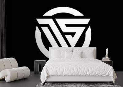 DS logo with triangle shape and circle rounded design template Wall mural