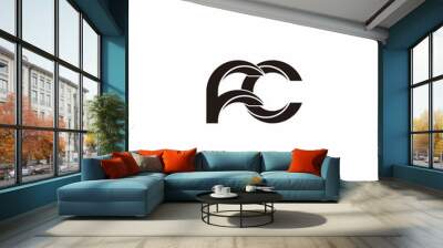 fc Initial Letter Split Lowercase Modern Monogram linked outline rounded logo Wall mural