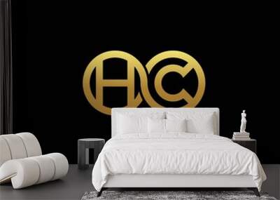 HC initial letter linked circle capital monogram logo modern template silver color version Wall mural