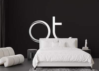 OT Initial Letter Split Lowercase Logo Modern Monogram Template Isolated on Black White Wall mural