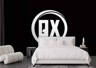 QX logo initial letter monogram with circle slice rounded design template Wall mural