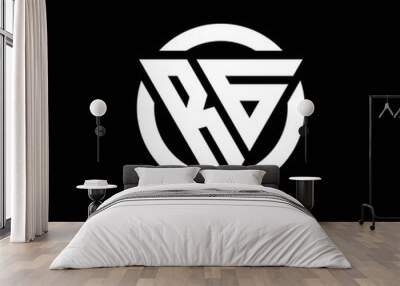 RG logo with triangle shape and circle rounded design template Wall mural