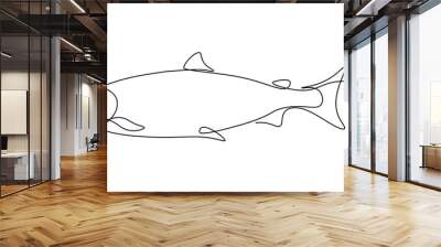 Salmon fish in continuous line art drawing style. Minimalist black linear sketch on white background. Vector illustration Wall mural