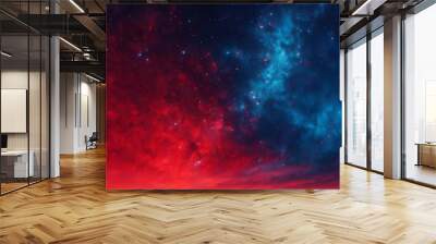 Celestial red and blue sky full of stars	 , science nebula milky way  infinity earth solar  Wall mural