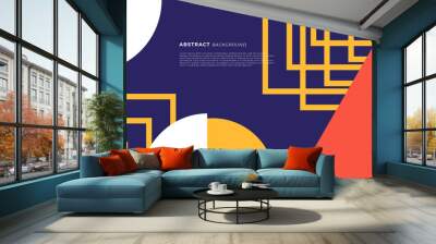 Abstract dark blue geometric retro colourful background Wall mural