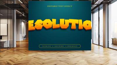 Orange resolution text in green background, editable text effect Wall mural