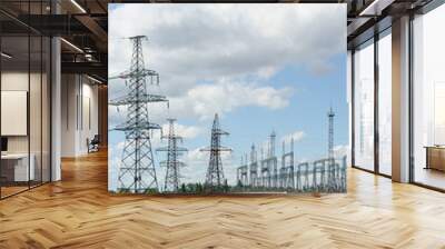 The power transmission line on the field Wall mural